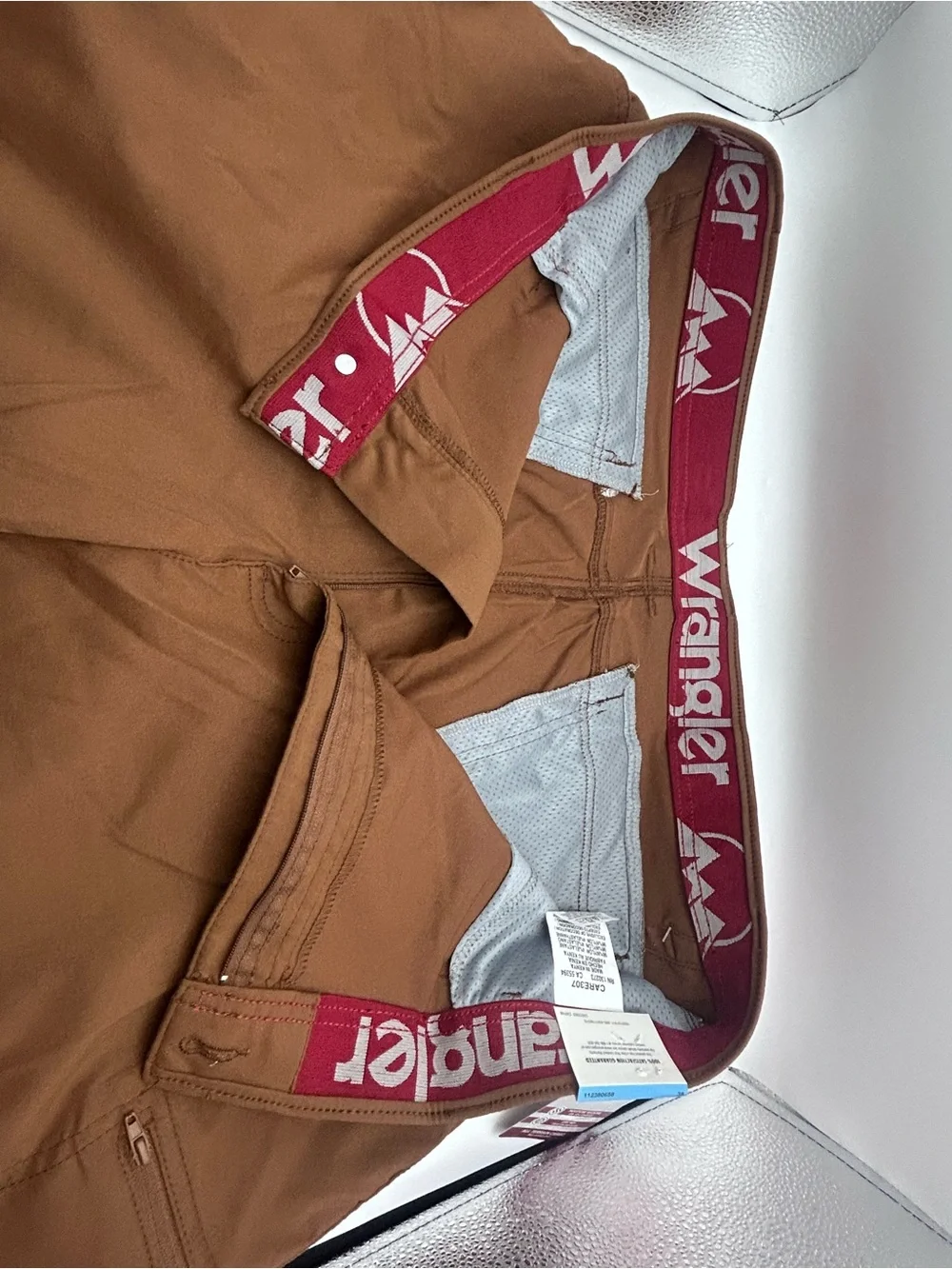 Wrangler Outdoor Brown Flex Waist Cargo Shorts with Zip Pocket